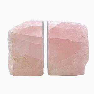 Natural Crystal Bookends, Rose Quartz, Natural Characteristics, Pink Decor  (BA)